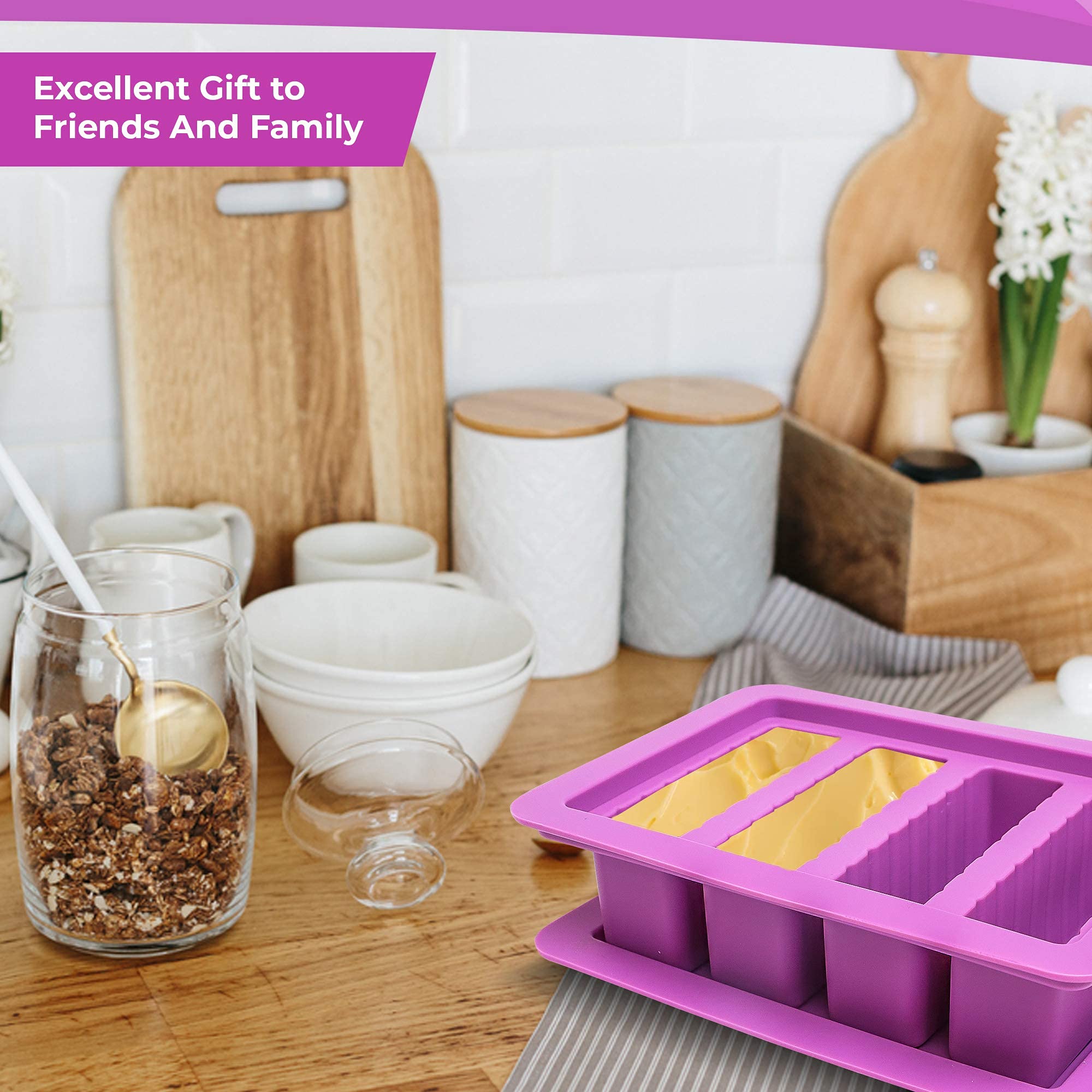 Stampo Per Burro In Silicone Con Coperchio, 4 Bastoncini Da 8 Cucchiai, Antiaderente, Alimentare, Freezer/microonde