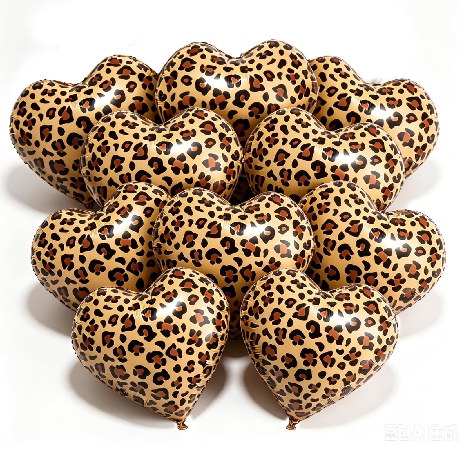 10PCS Heart Leopard Print Balloons for Valentine's Day Wedding Bridal