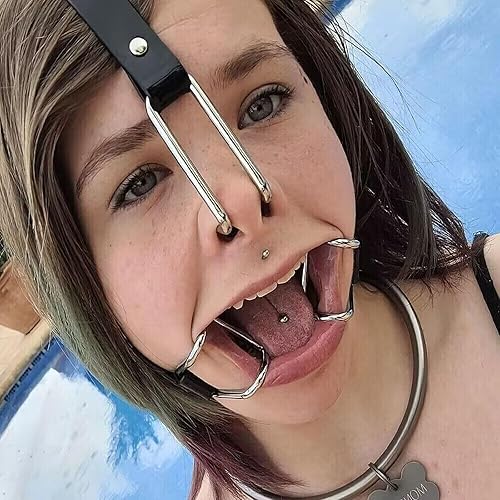 Vielretude BDSM Nasenhaken Mundhaken Harness Verschließbare Sklavin offene Mund Bondage SM Sexspielzeug Kopf Geschirr Sex Fetisch