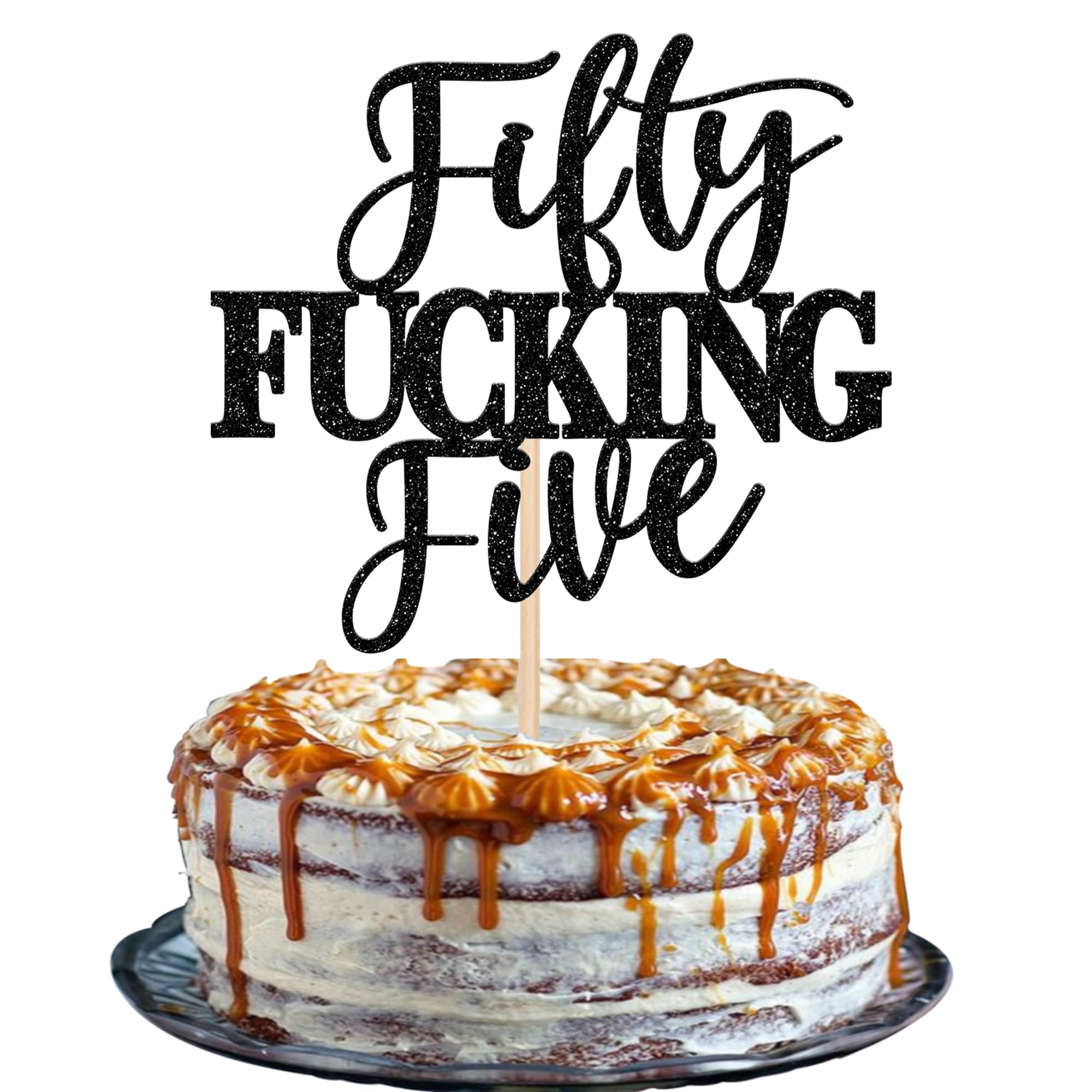 Xsstarmi 1 Pack 55th Birthday Cake Topper Glitter Fifty Fucking Five Cake Pick for Cheers to 55 Fabulous Happy 55th Birthday Party Cake Decorations Supplies