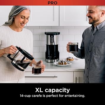 Ninja DCM201 14-Cup Programmable Coffee Maker XL Pro with Permanent Filter, 2 Brewing Styles, Classic & Rich, 4 Programmable Small Lots, Delayed Brewing, Freshness Timer & Thermal Stainless Steel