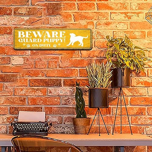 Miniatura 6 de Beware Guard Dog On Duty Placa de señal de carretera de 3 x 12 pulgadas, novedosa placa retro de aluminio para pintura al óleo de aluminio, letrero
