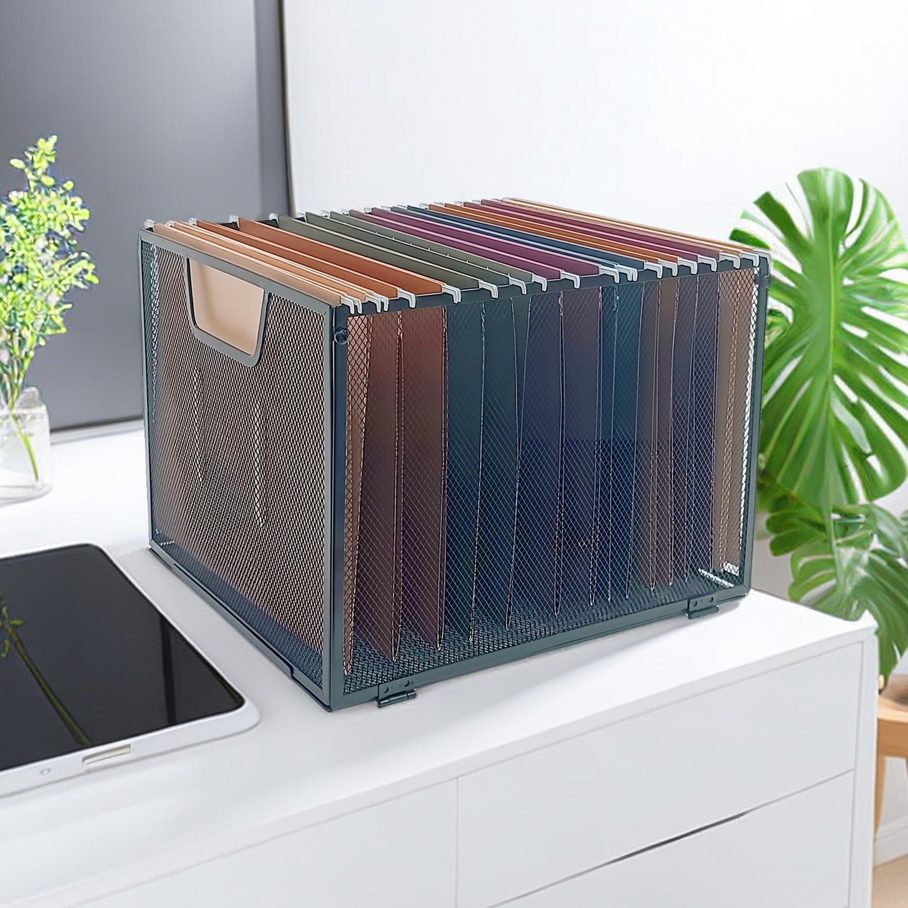 Aktenkörbe aus Metallgeflecht, Hängeregistratur-Organizer, Büro-Aktenhalter, Briefgröße, Schwarz (2)