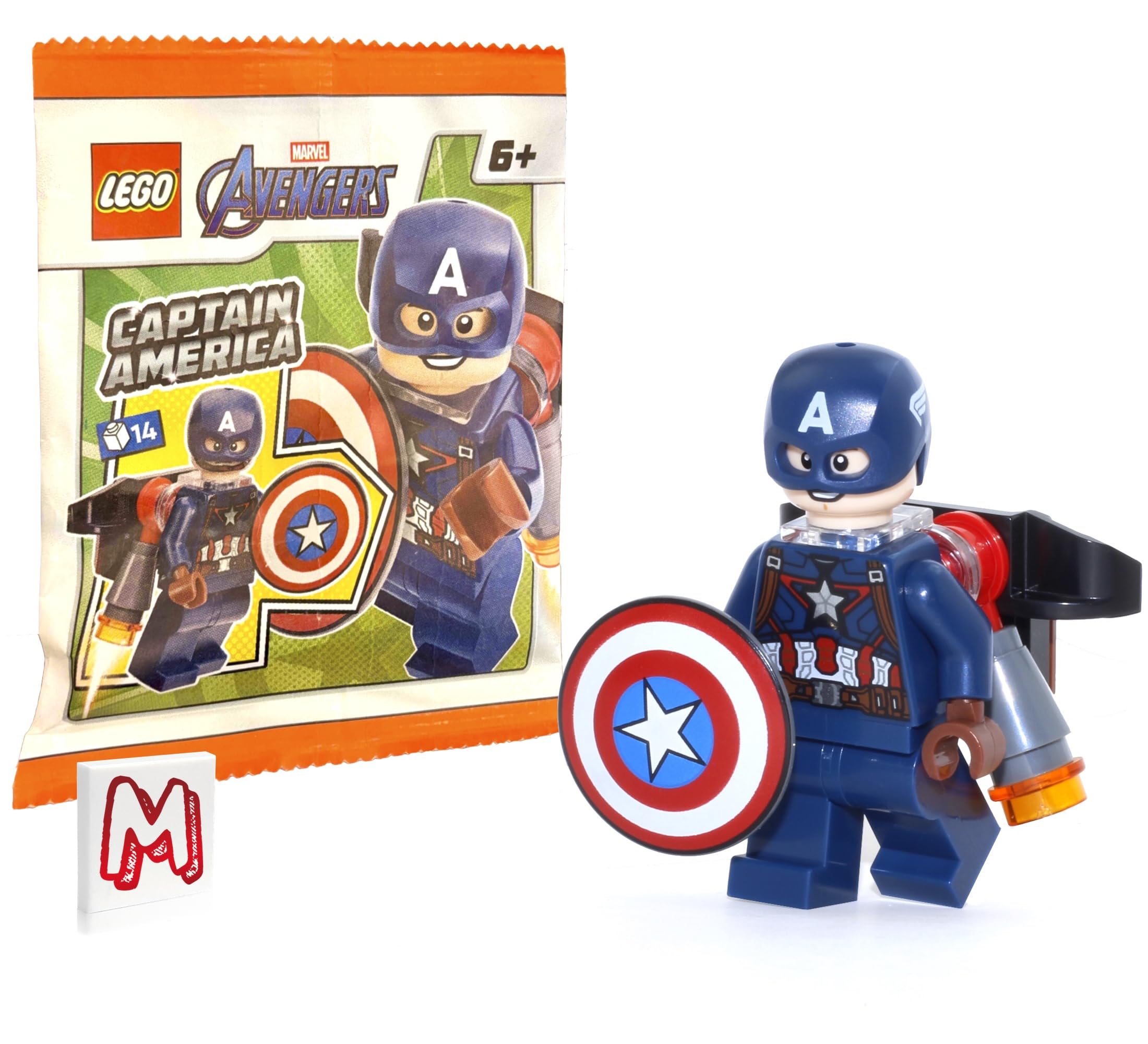 LEGO Marvel Avengers Super Heroes Minifigure - Captain America (with Shield and Helmet) Limited Edition