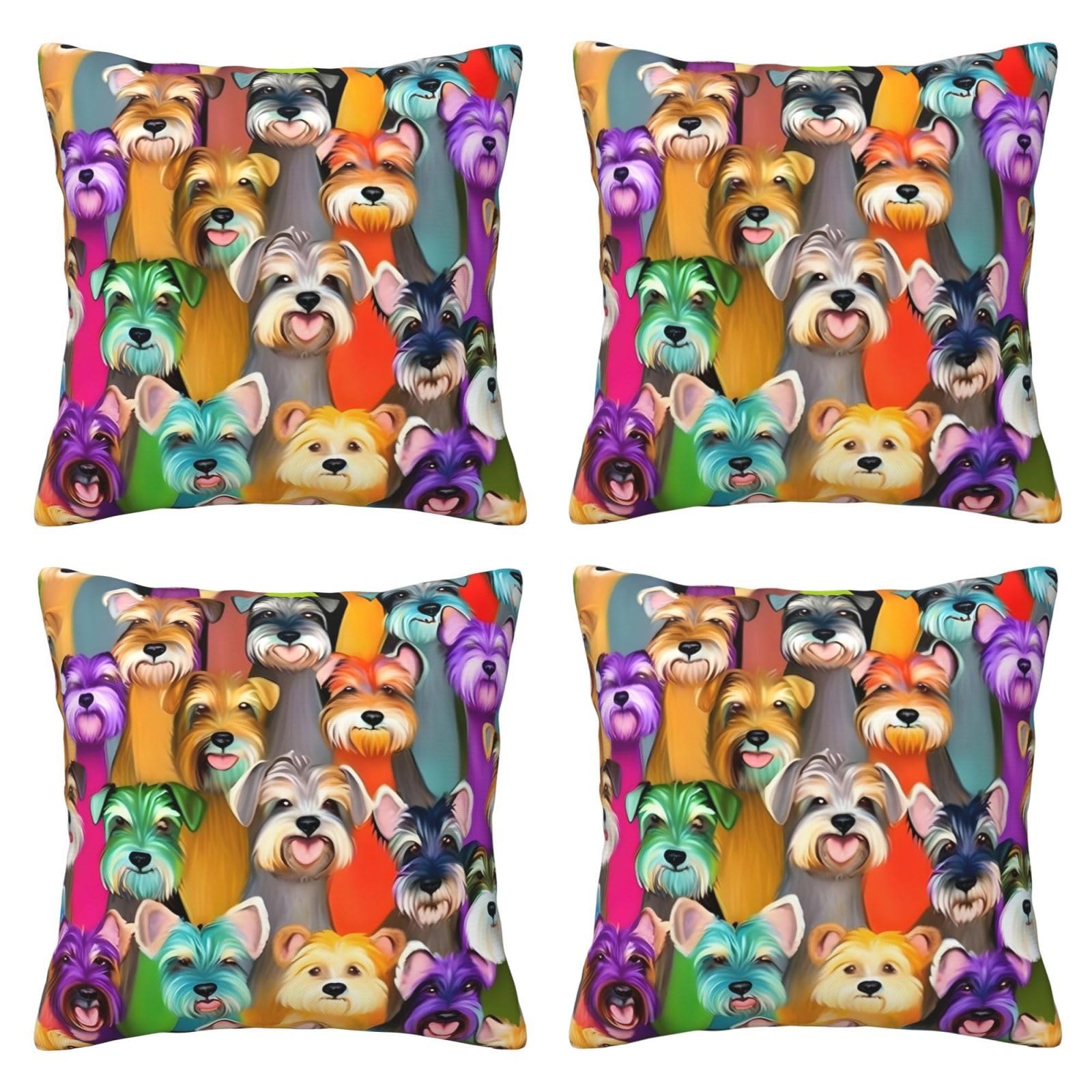 TBS Federa Cuscino 45x45 Cm Con Motivo Schnauzer Colorato – Morbida In Poliestere, Regalo Idea - 2