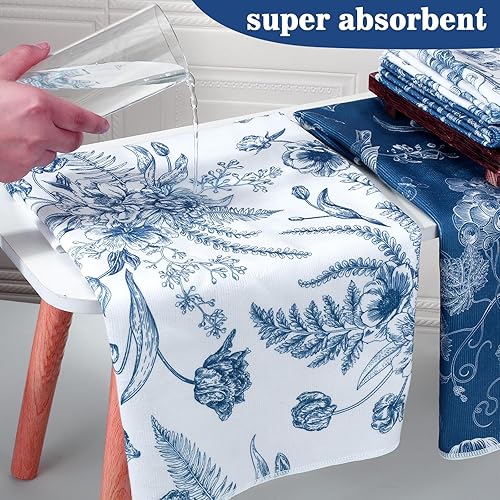 Miniatura 10 de Preboun Juego de 4 paños de cocina vintage con flores silvestres para cocina, 16 x 24 pulgadas, toallas de baño florales a mano, paño de cocina para