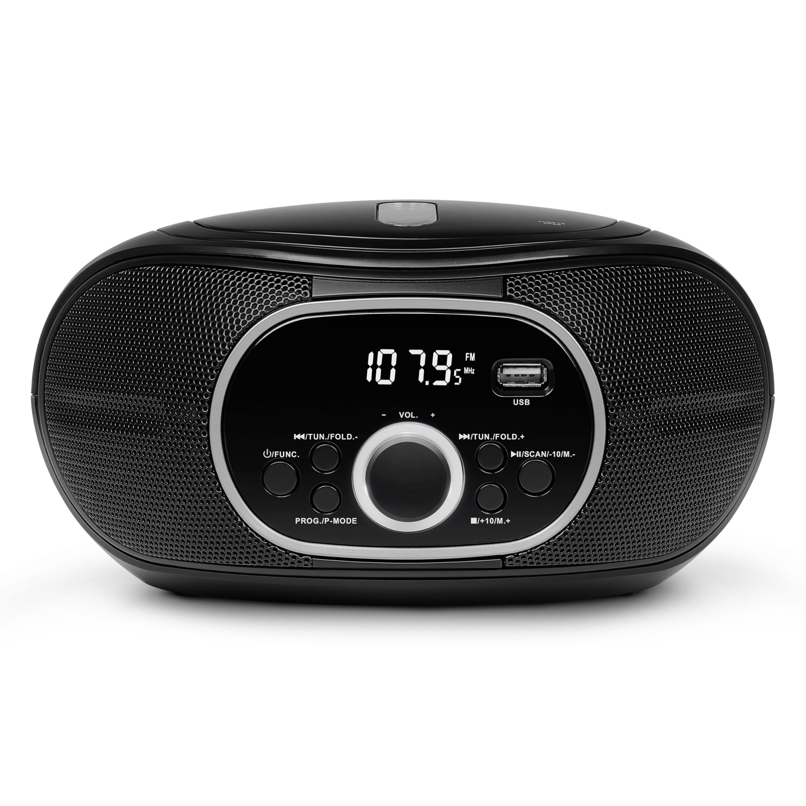 MEDION Boombox Portable E65711, Lecteur CD/MP3, FM, AUX, Fonctionnement sur Piles, Noir