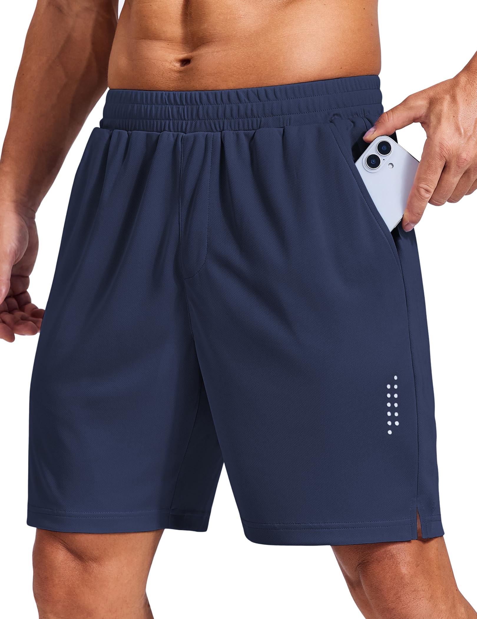 COOFANDY Mens Gym Athletic Shorts with Zipper Pockets Quick Dry 7 Workout Running Training Shorts