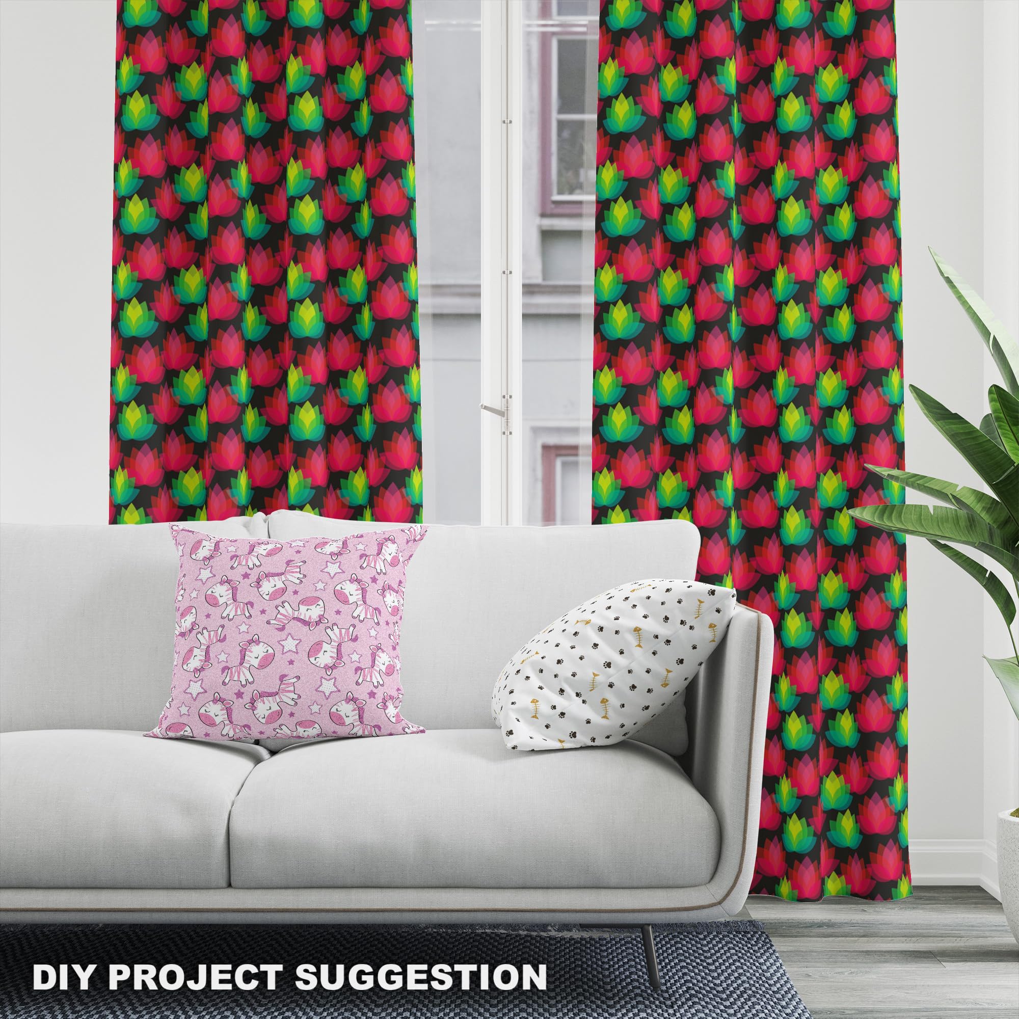 HEKO PANELS Tkanina velvet obiciowa drukowana, Lotosy, 3 metry 140 x 300 cm