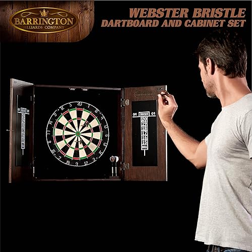 Miniatura 7 de Barrington - Diana de dardos de varios estilos premontada, colección de gabinetes de dardos de madera con cerdas de 18 pulgadas y juego de dardos de