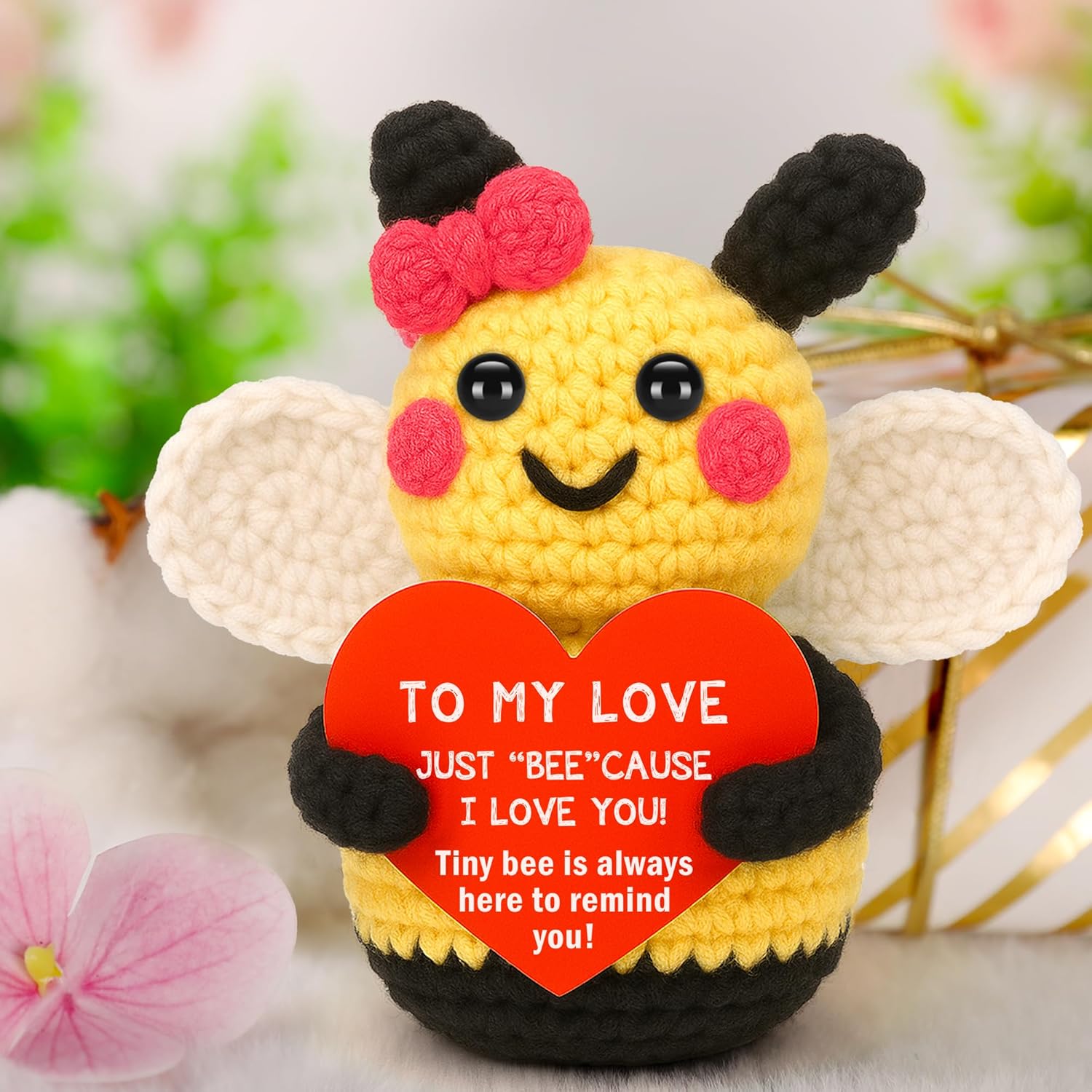To My Love - Funny Valentines for Him, Boyfriend, Husband, I Love You Gifts for Her Girlfriend Wife, Valentines Anniversary Birthday Gifts for Couples, Just Because Gift Cute Handmade Crochet Bee - Image 9