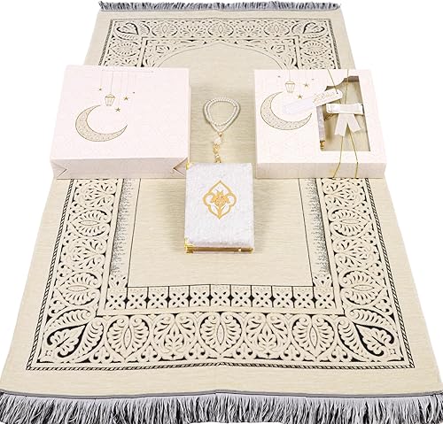 Miniatura 16 de IEF - Alfombra de oración musulmana islámica, juego de regalo de cuentas de oración del Corán, regalos de Ramadán Eid, regalos de cumpleaños para