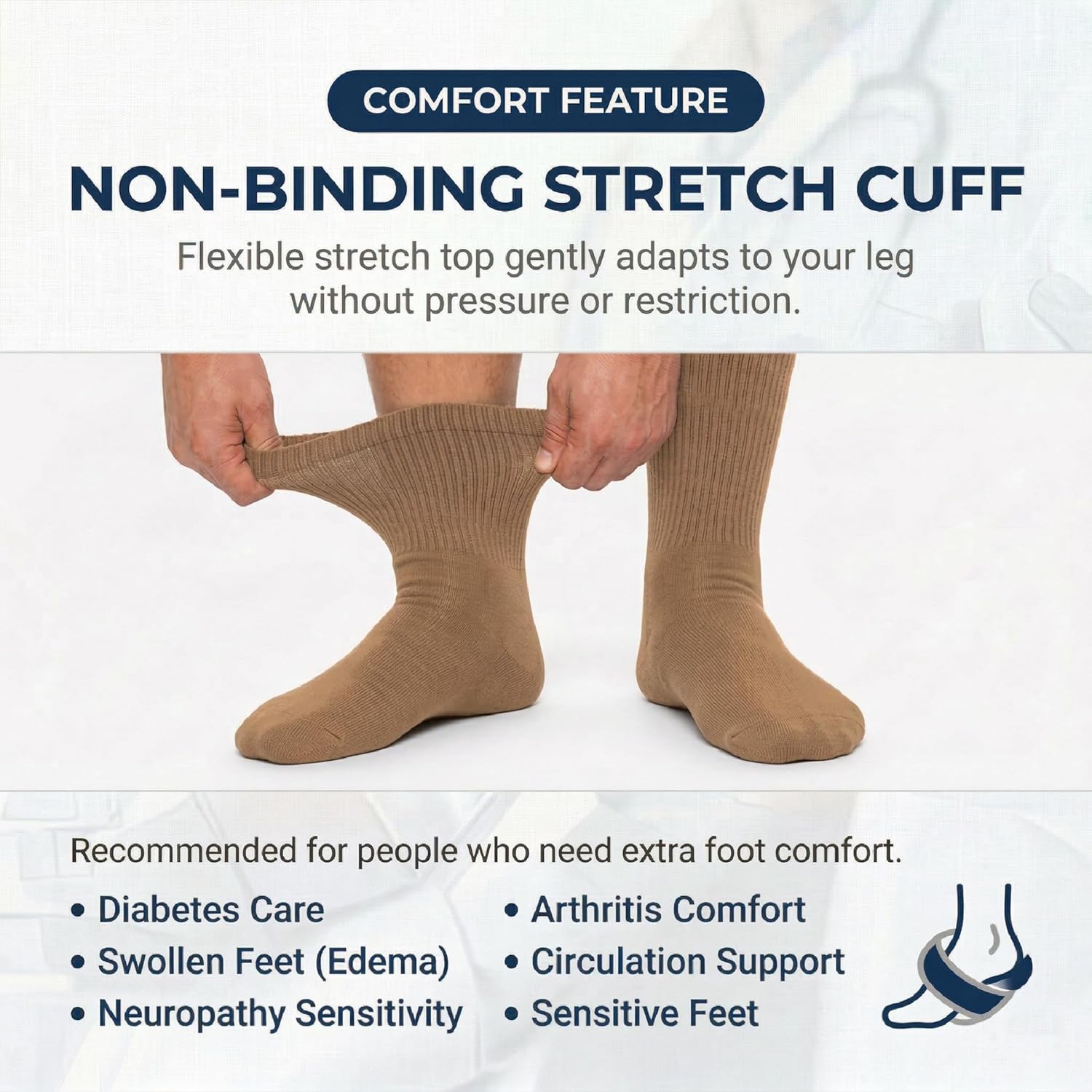 Diabetic Socks for Men and Women 12-Pairs – Seamless Socks with Extra Wide Top - Loost Fit and Neuropathy Support