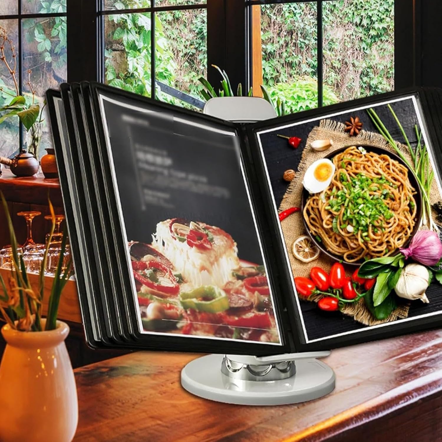 Adjustable Desk Reference Organizer, Catalog Display Rack, with 10/20 Panels Easy-Load Pockets, Desktop Reference and Display System, for Office/Home Display and Storage A4 Docum,20 Pages