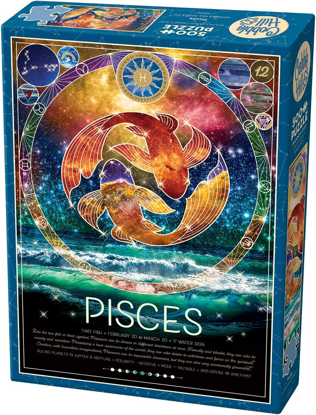 Cobble Hill 500 Piece Zodiac Puzzle - Pisces - Sample Poster Included