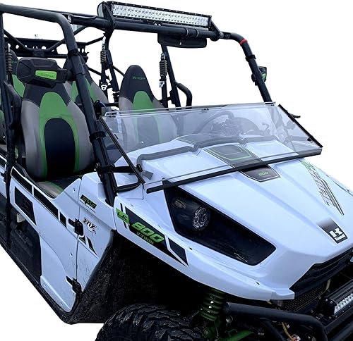 Miniatura 2 de Kawasaki Teryx 4 Parabrisas (2015) | Plegable completo | Resistente a los arañazos | Extremadamente versátil | Policabonato Lexan MR10 premium con