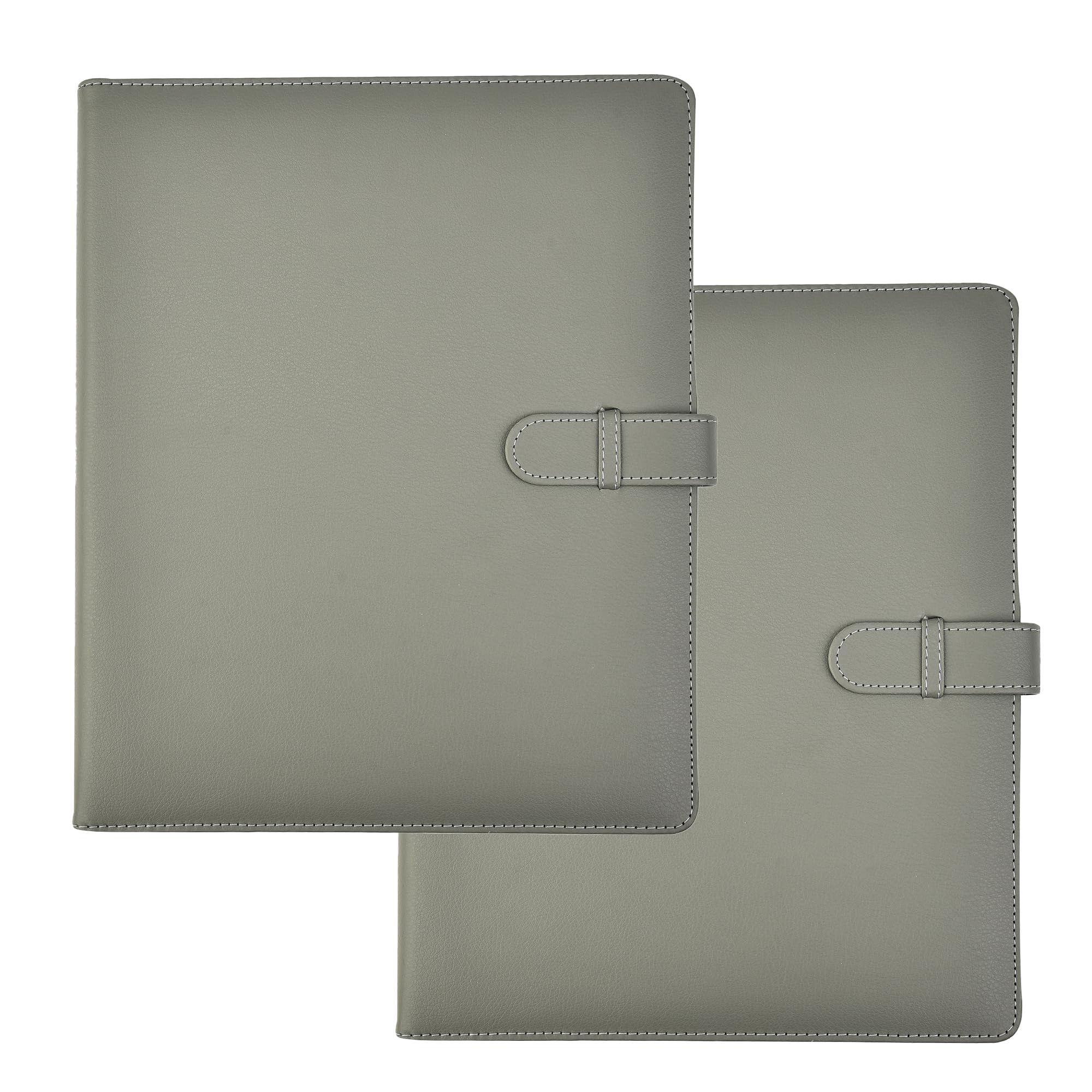 Arpan A4 Professional Presentation Display Book with 50 Sheets & Inner Pockets – Soft Touch Portfolio, A4 Binder, Professional Portfolio Book Binder with Closure Belt (Grey - 2 Pack)