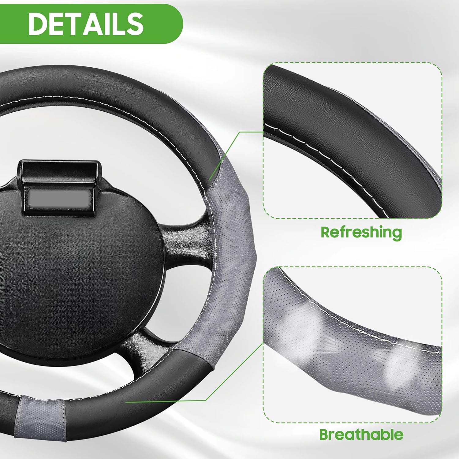 10L0L Golf Cart Steering Wheel Cover-13 Soft and Breathable Anti Slip Leather Steering Wheel Cover,Feels Good in Handling- for EZGO TXT & RXV