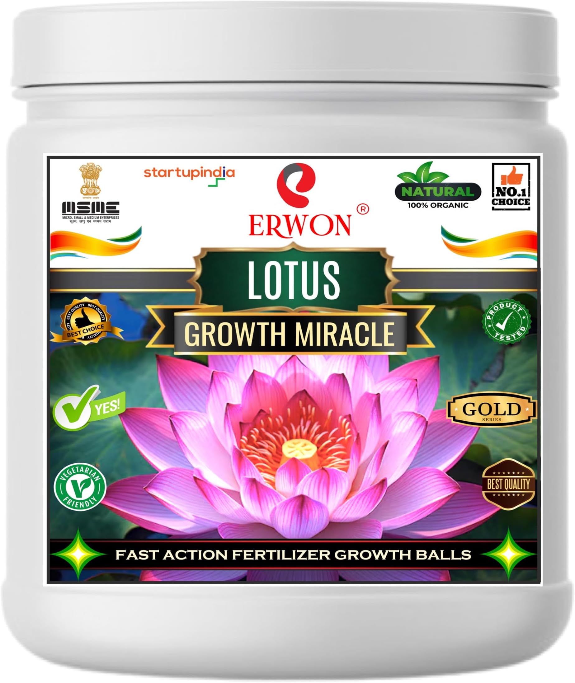 Lotus GROWTH MIRACLE Fertilizer, Fast Action Organic Granules for rapid Growth and Heavy Flowering. (200 gm)
