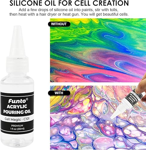 Miniatura 5 de Funto Juego de pintura acrílica para verter, 36 botellas, con aceite de silicona, alto flujo, premezclado, suministros de arte para verter sobre