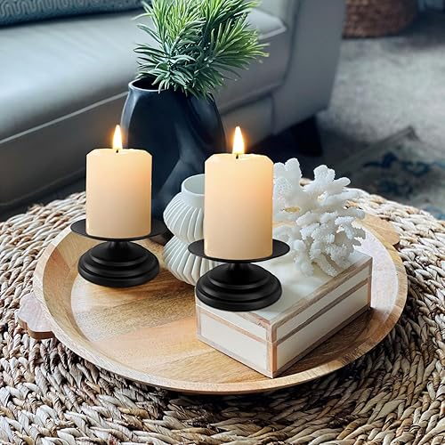 Miniatura 7 de 2 portavelas dorados para velas de pilar, velas de tarro y pilares LED, placa de vela de metal de 4.75 pulgadas, portavelas decorativo para mesa,