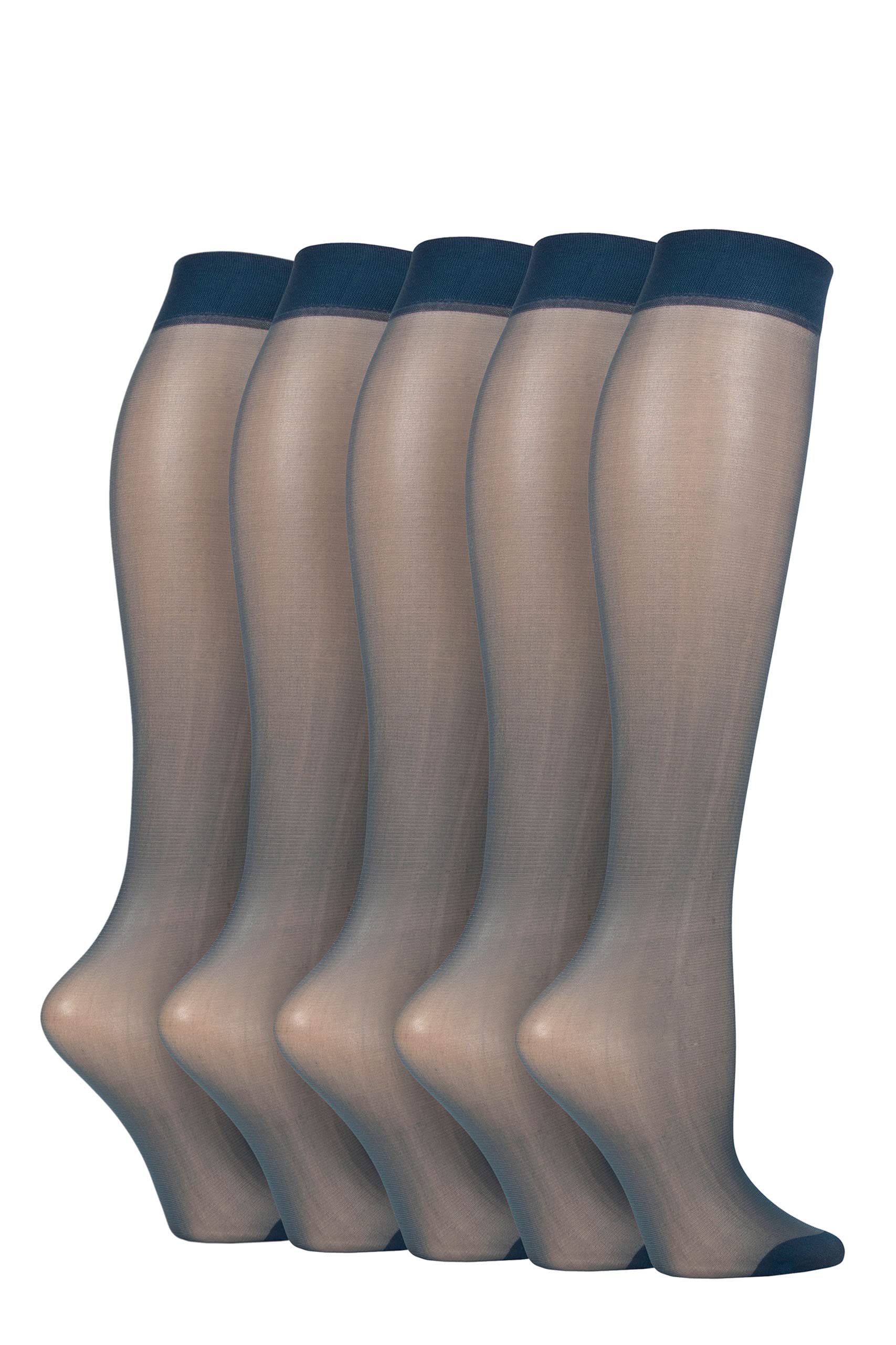 SOCKSHOP Women's 5 Pair 15 Denier Knee Highs