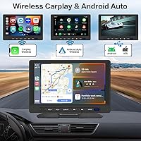 Vista 2 de Hikity Portable Wireless Carplay Car Stereo, 7'' HD Touch Screen for Car with Wireless Android Auto, Mirror Link, Voice Control, Bluetooth, FM