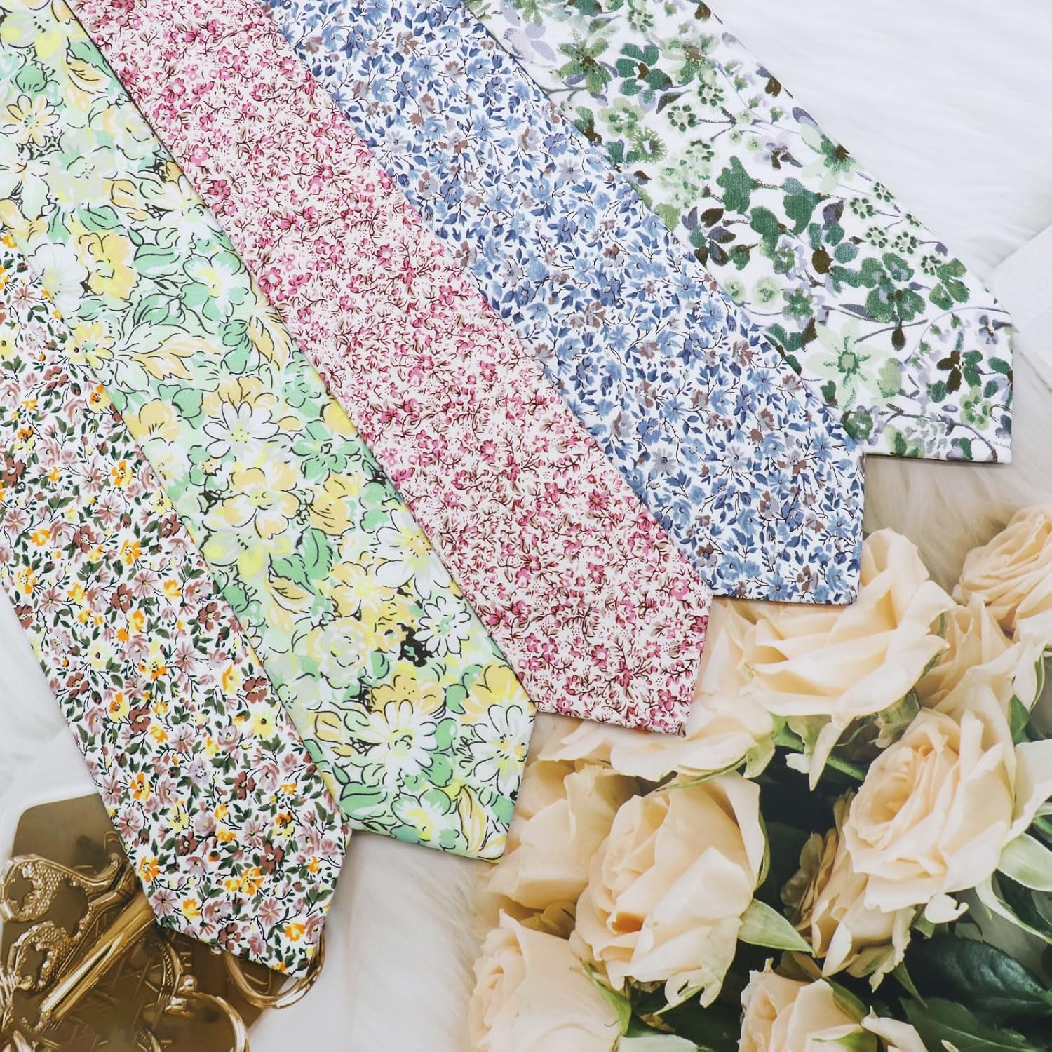 Skinny Ties for Men Self Tie Mens Tie, Cotton Floral Neckties for Men Accessory Wedding Party Business Casual - Image 4