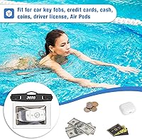 Vista 2 de JOTO Paquete de 2 fundas impermeables para llaves de automóvil con cordón para natación, surf, cartera pequeña impermeable, bolsa seca para dinero