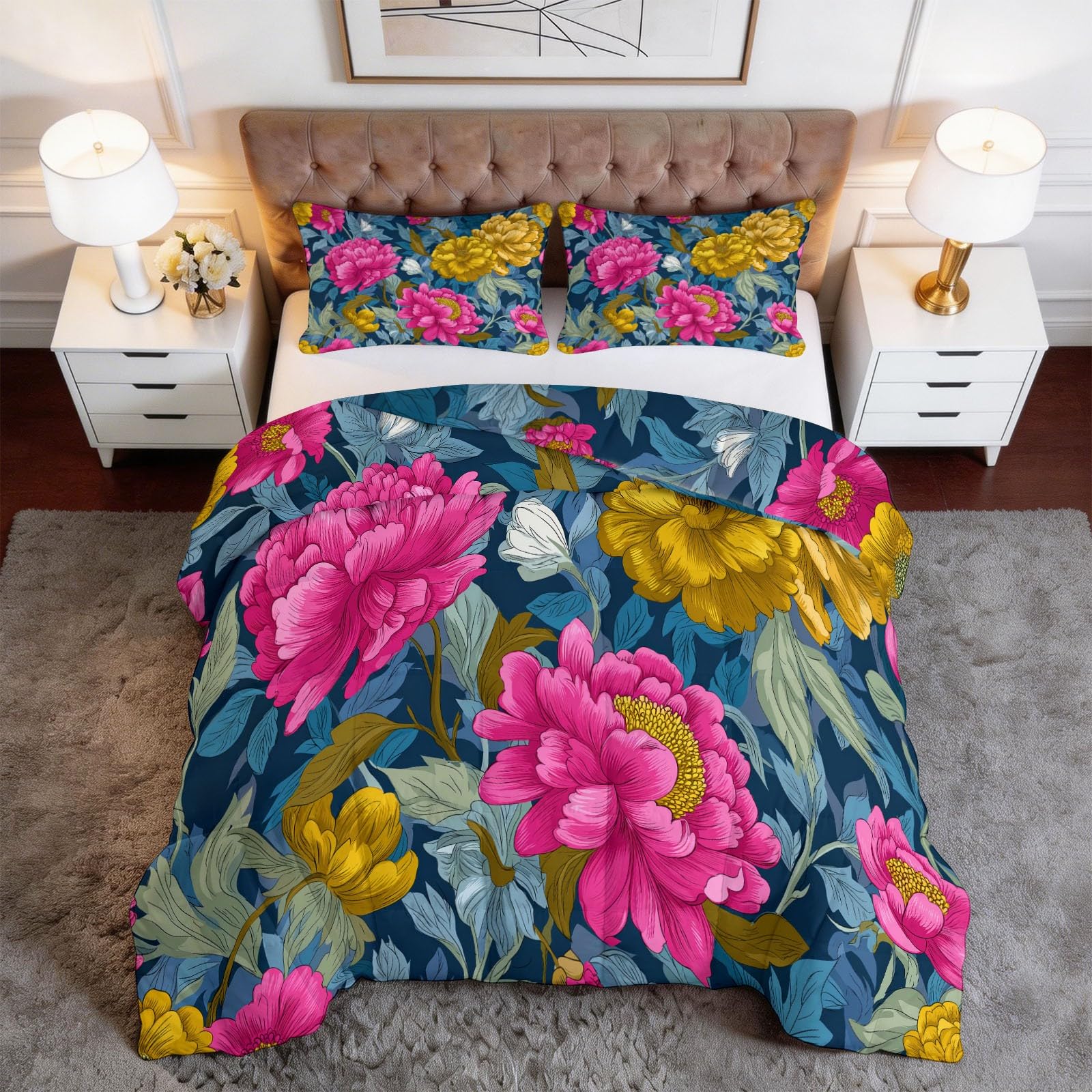 Couette pour allergiques bleu 4 saisons chaude et douce pour un grand lit