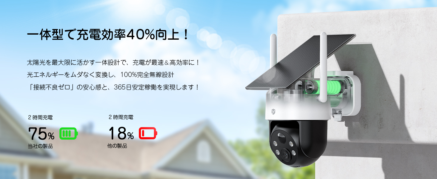 Amazon.co.jp: 【2026 真一体型・高効率充電 ・500万高画素 防犯カメラ 
