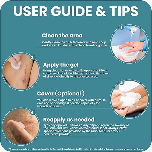 Vista 21 de OPTIVIDA Gel de plata coloidal para el cuidado de heridas, curación tópica natural de la piel Gel tópico de nano-plata para heridas, quemaduras