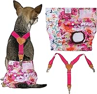 Vista 8 de CuteBone Pañales para perras, paquete de 3 pañales reutilizables para perras con un tirante para perros pequeños, medianos y grandes, BDD01L