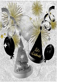 3dRose Happy New Year Black, White & Gold Not Specific 15x22 Hand Towel