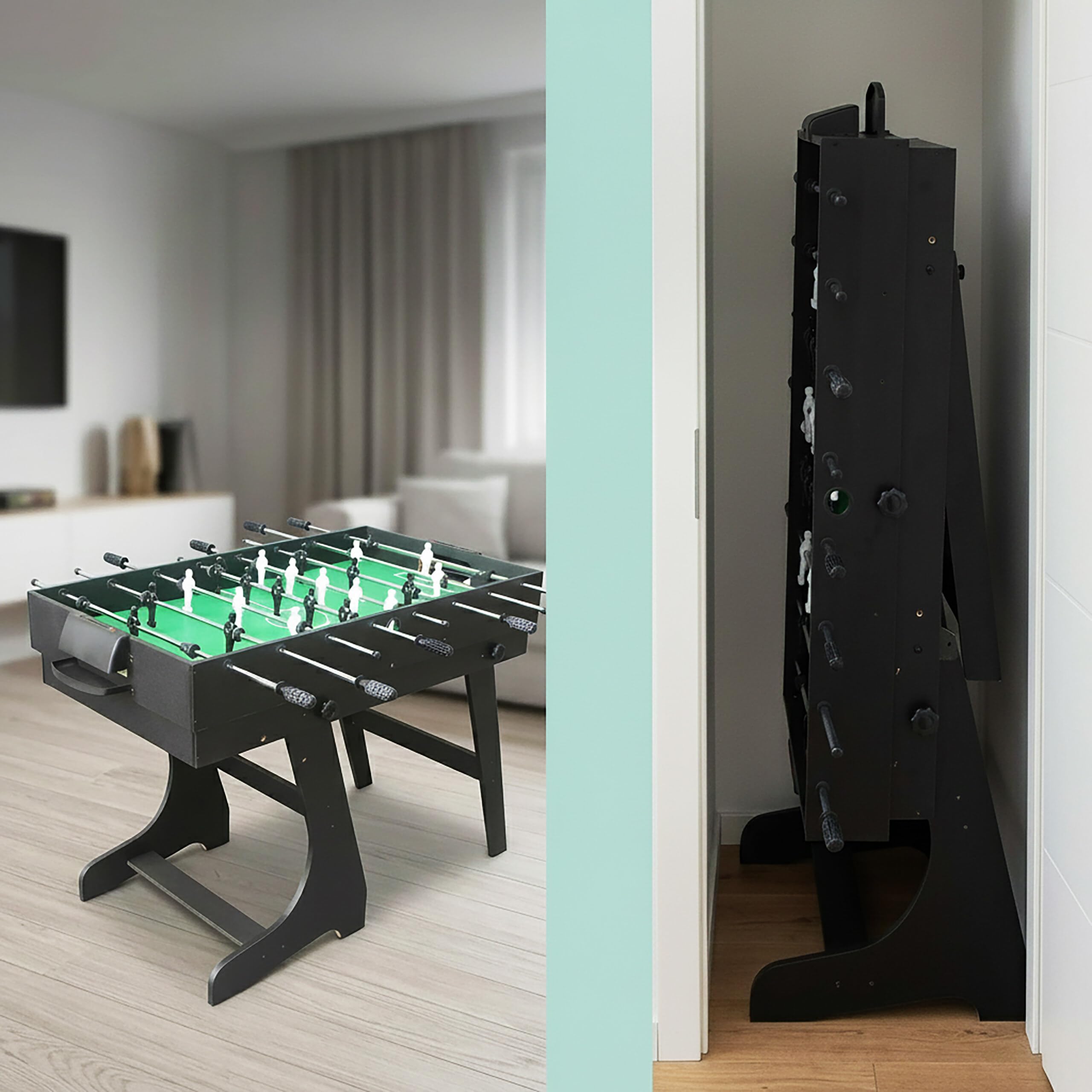 Tavolo da gioco Relaxdays 4-in-1: calcio balilla, biliardo, air hockey