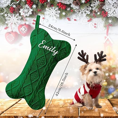 Miniatura 5 de Lcyawer Medias de Navidad personalizadas con nombre, calcetín de Navidad de 18 pulgadas con ciervo, Papá Noel, muñeco de nieve, regalos de