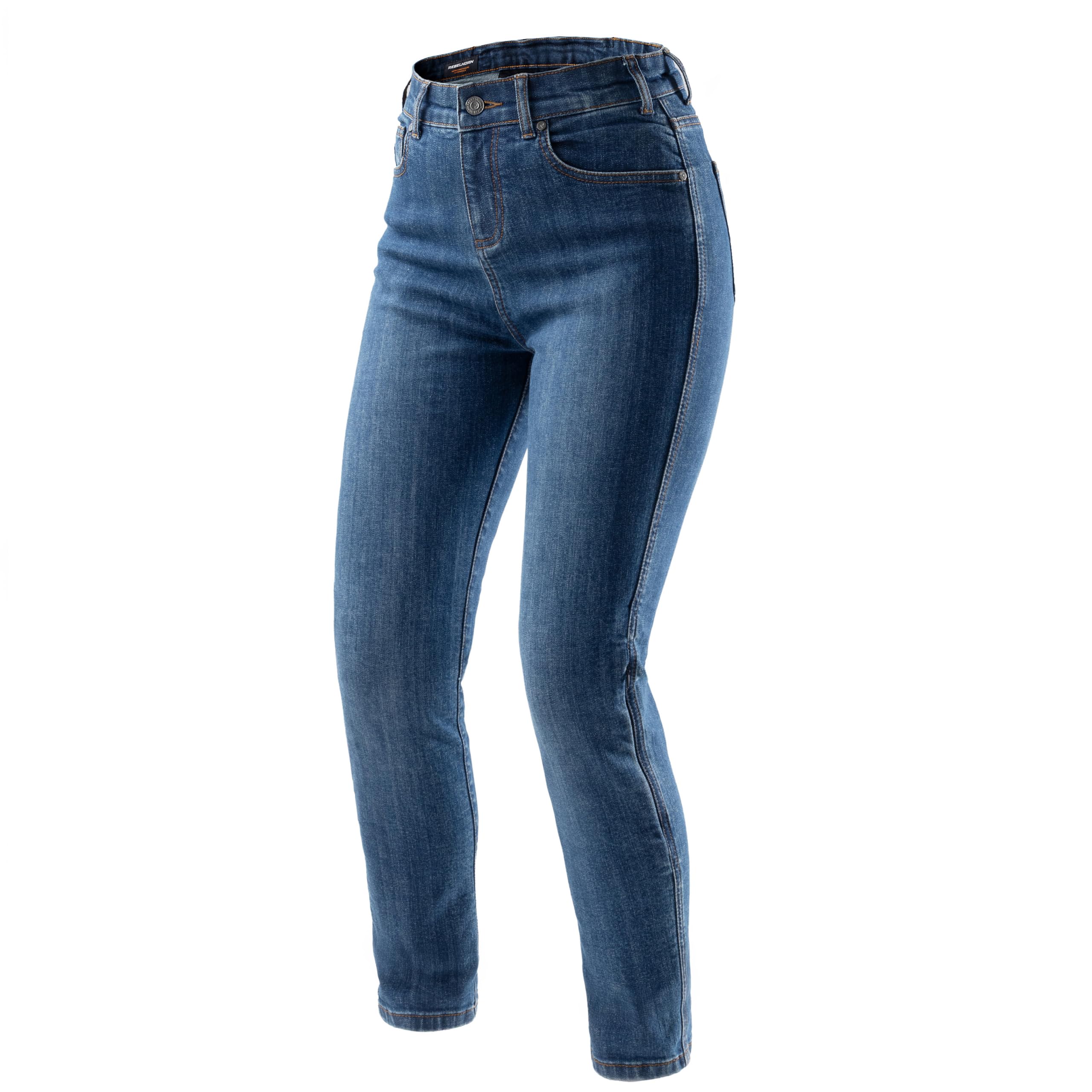 REBELHORN Classic Mono Women Motorradjeans Motorradhose Damen | Monoschicht | Knie und Hüftprotektoren Stufe 2 | Tasche für Steißbeinprotektor | Slim Fit