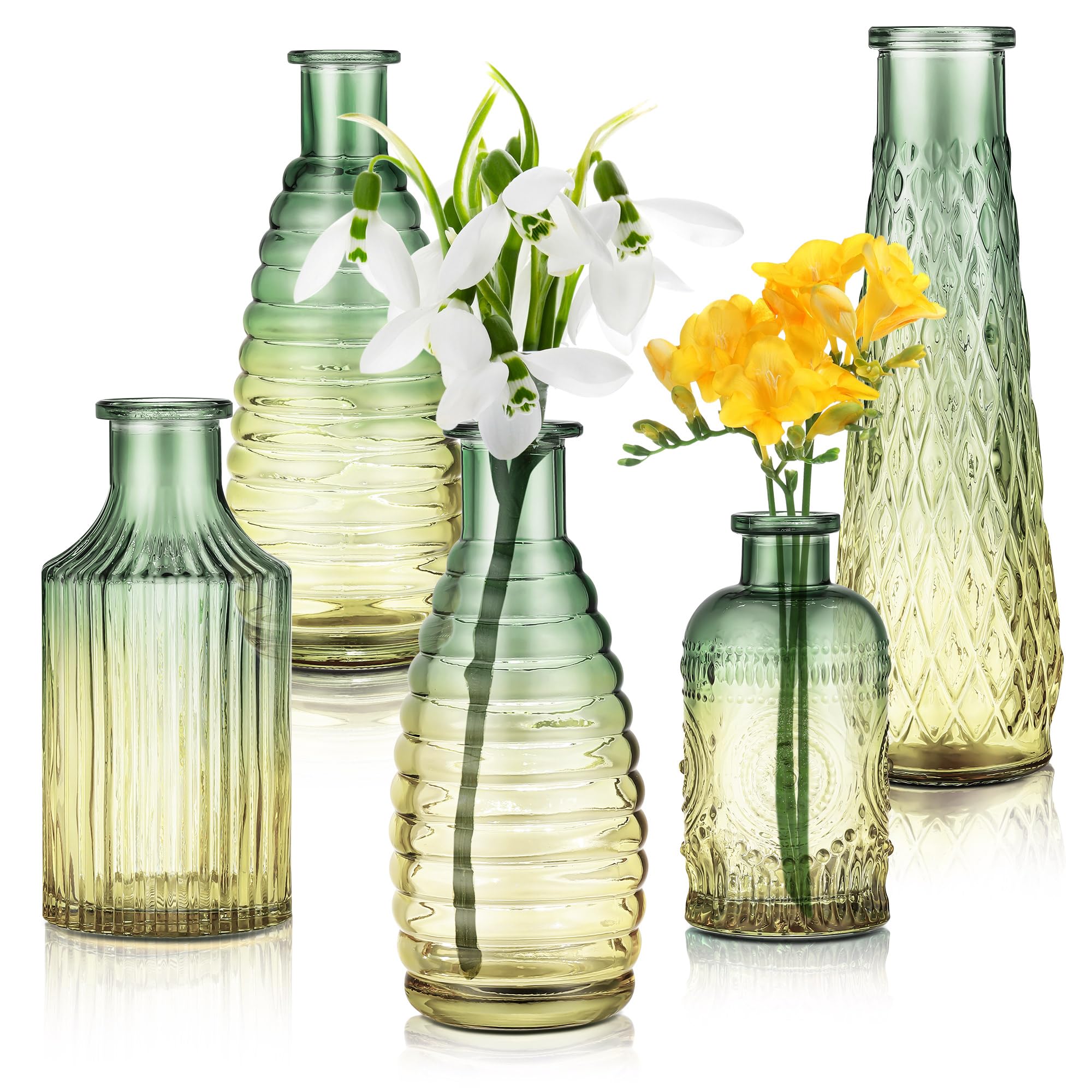 Botellas decorativas pequeñas y jarrones de vidrio para flores en eventos