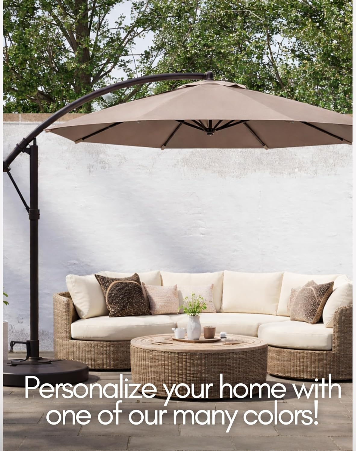 Formosa Covers Replacement Umbrella Canopy for 10ft 8 Rib Hanging Offset Cantilever Market Outdoor Patio Shades in Red Ribs Length 58" to 60" (Canopy Only)