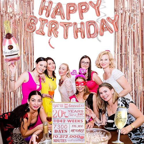 Miniatura 5 de Decoraciones de 20 cumpleaños para ella, corona de 20 cumpleaños, banda de 20 cumpleaños, globos de 20 cumpleaños, decoración de pastel de 20