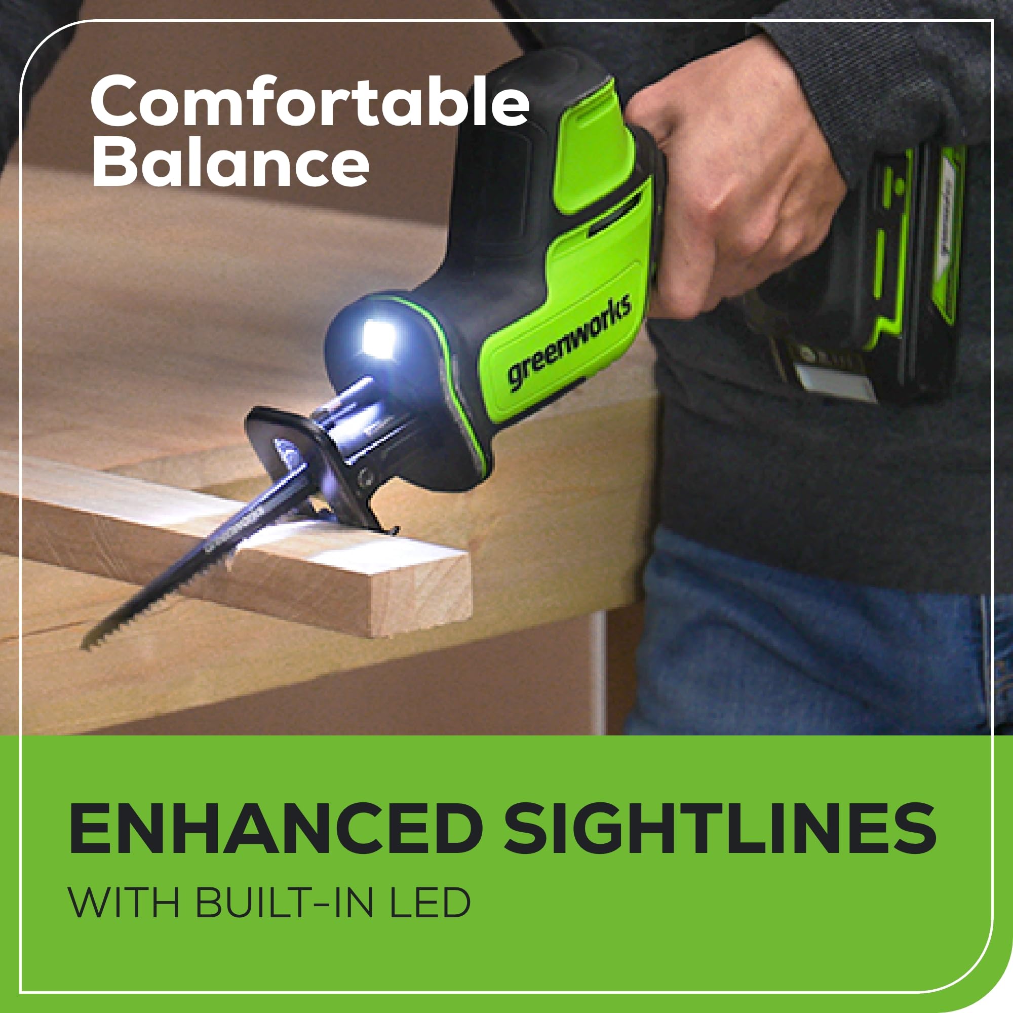 Greenworks 24V Brushless Compact One-Handed Reciprocating Saw (3,000 SPM), Cordless Powered Variable Speed Recip Saw, Battery Not Included