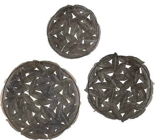 Miniatura 8 de Madison Park Rossi - Decoración de pared de metal con plumas, discos redondos de hierro pintados metálicos, pequeños, medianos y grandes, platos