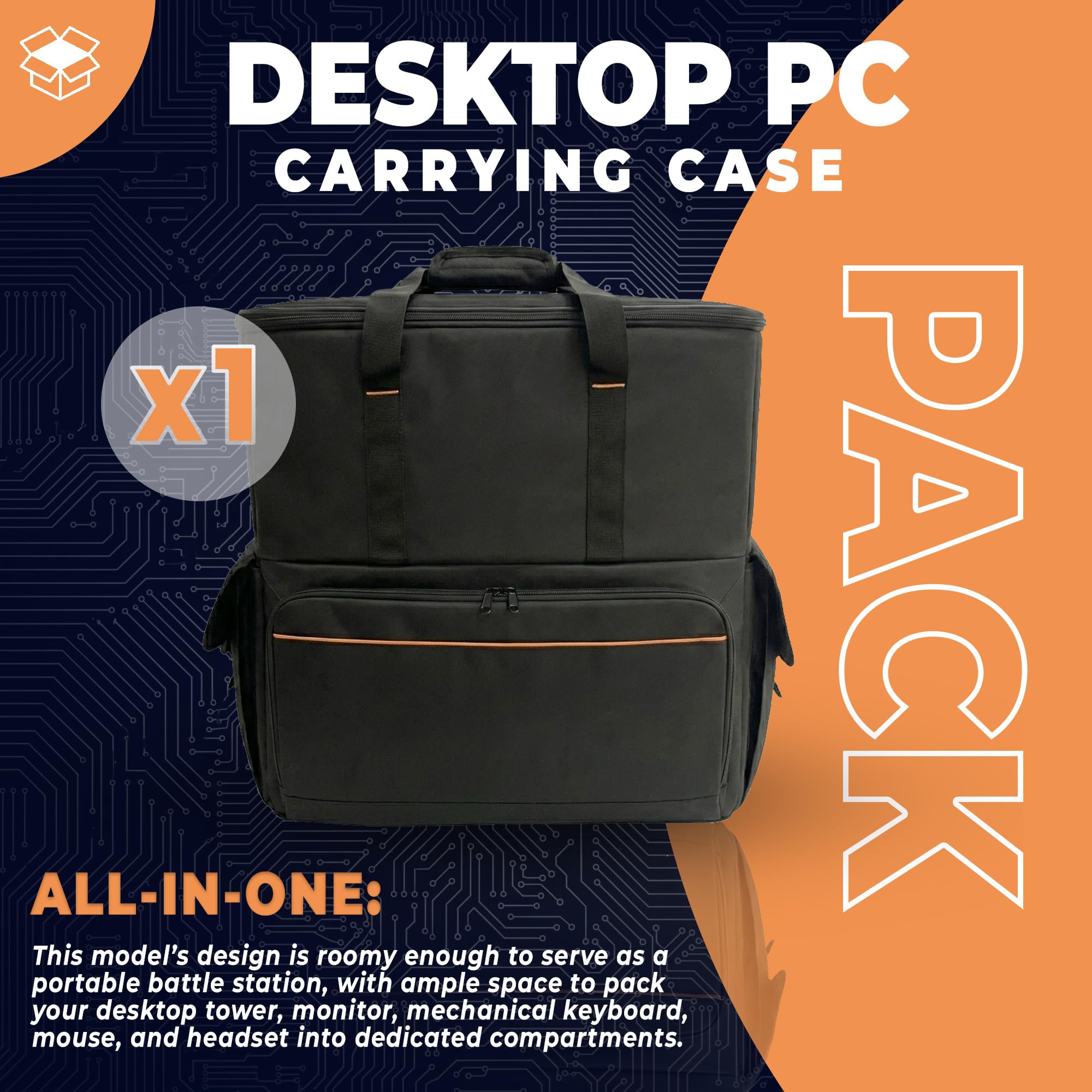 DOJA Barcelona Borsa Computer Trasporto PC Desktop - Cinturino Regolabile - Borsa Porta PC Fisso Imbottita per Trasporto Sicuro, Spazio Ampio per Torre e Periferiche, Custodia per Computer Desktop