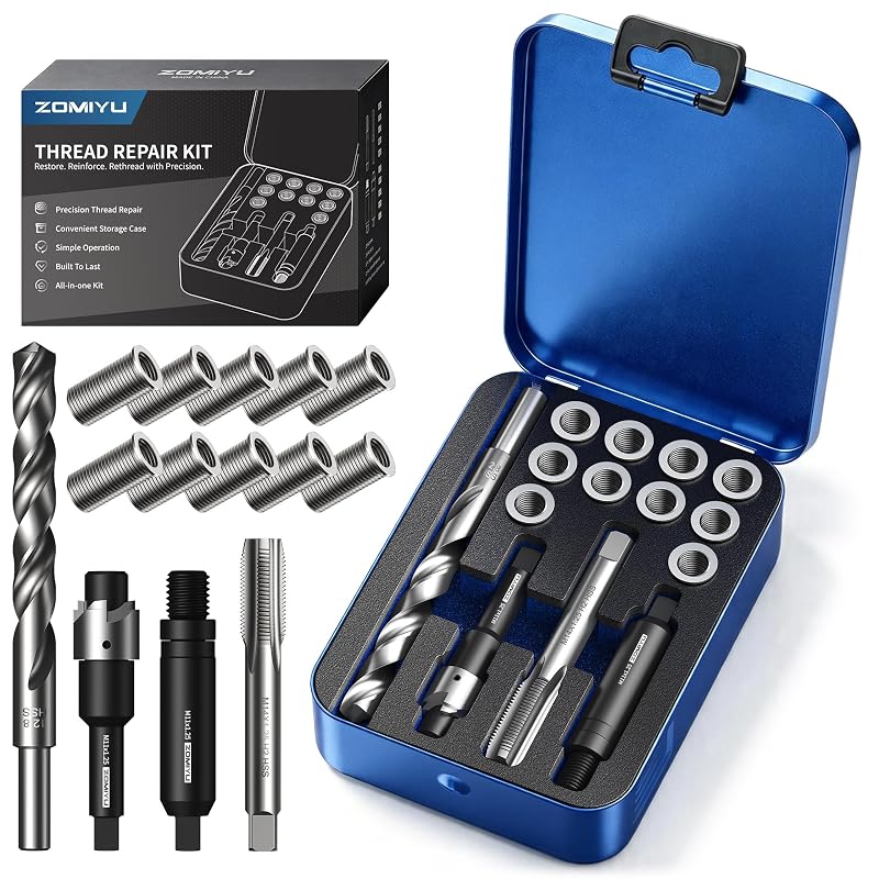 Kit de Reparo de Rosca Métrica M11 x 1,25 com Insertos Inteiriços de 28,2 mm ZOMIYU, 10 peças