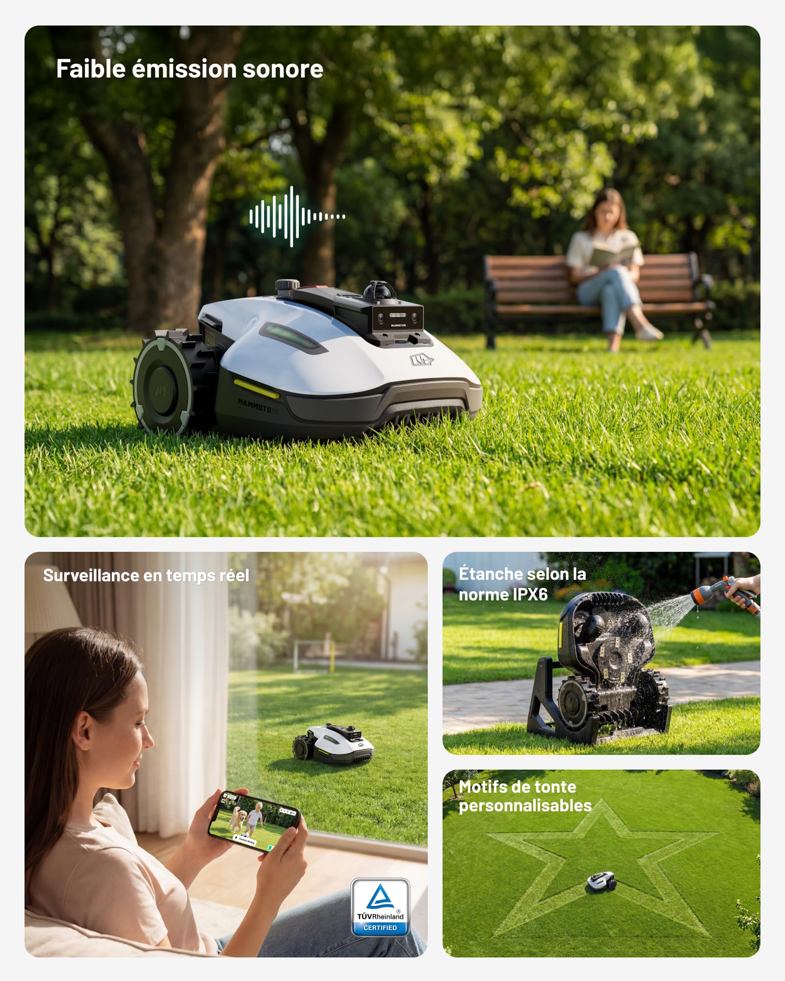 MAMMOTION YUKA Mini 2 1000 Robot Tondeuse avec Mini Garage