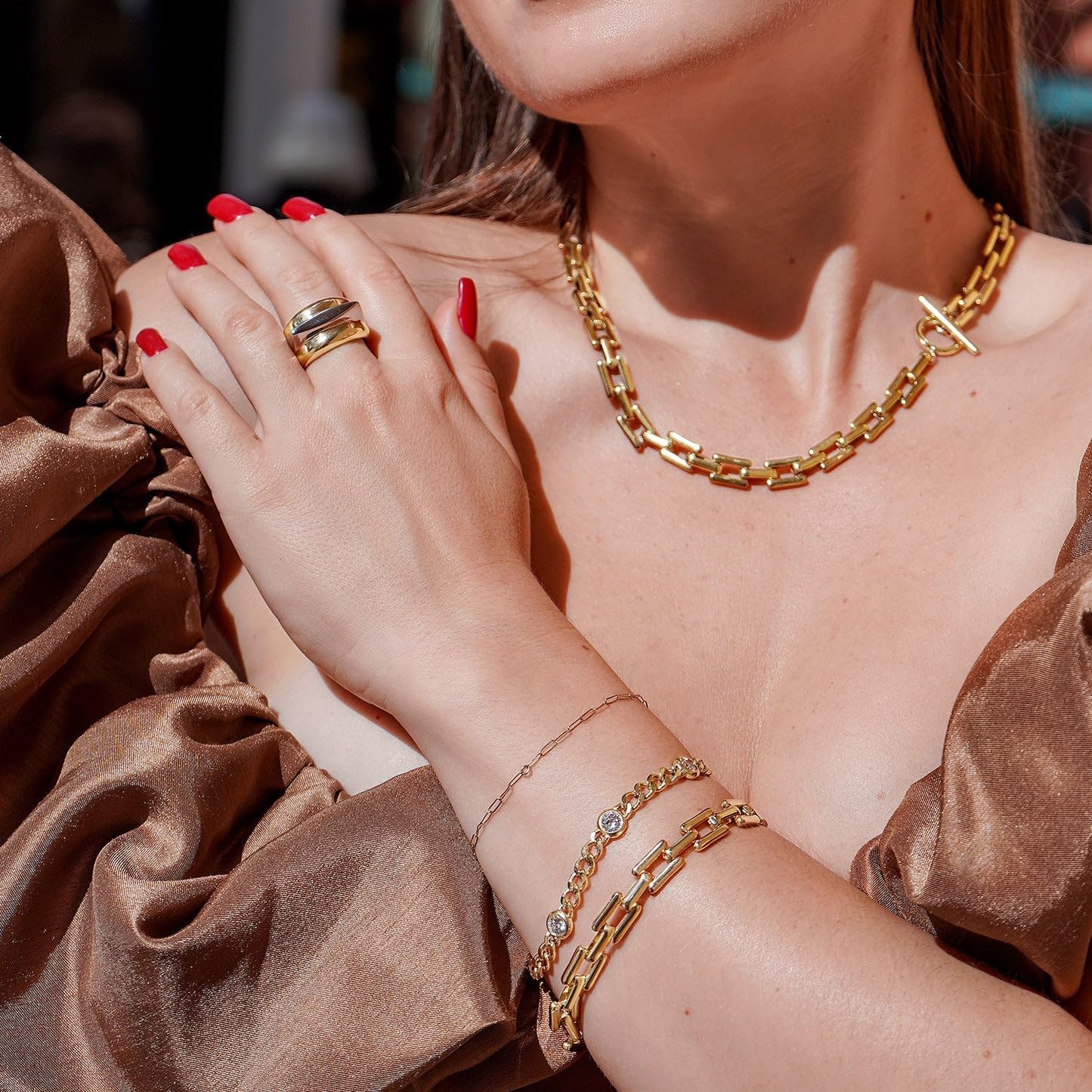 Tricolor Criss Cross Stackable Rings for Women and Adult Non Tarnish, Trinity Interlocked Rolling Ring Statement Jewelry, Three Toned Stacking Ring - Image 3