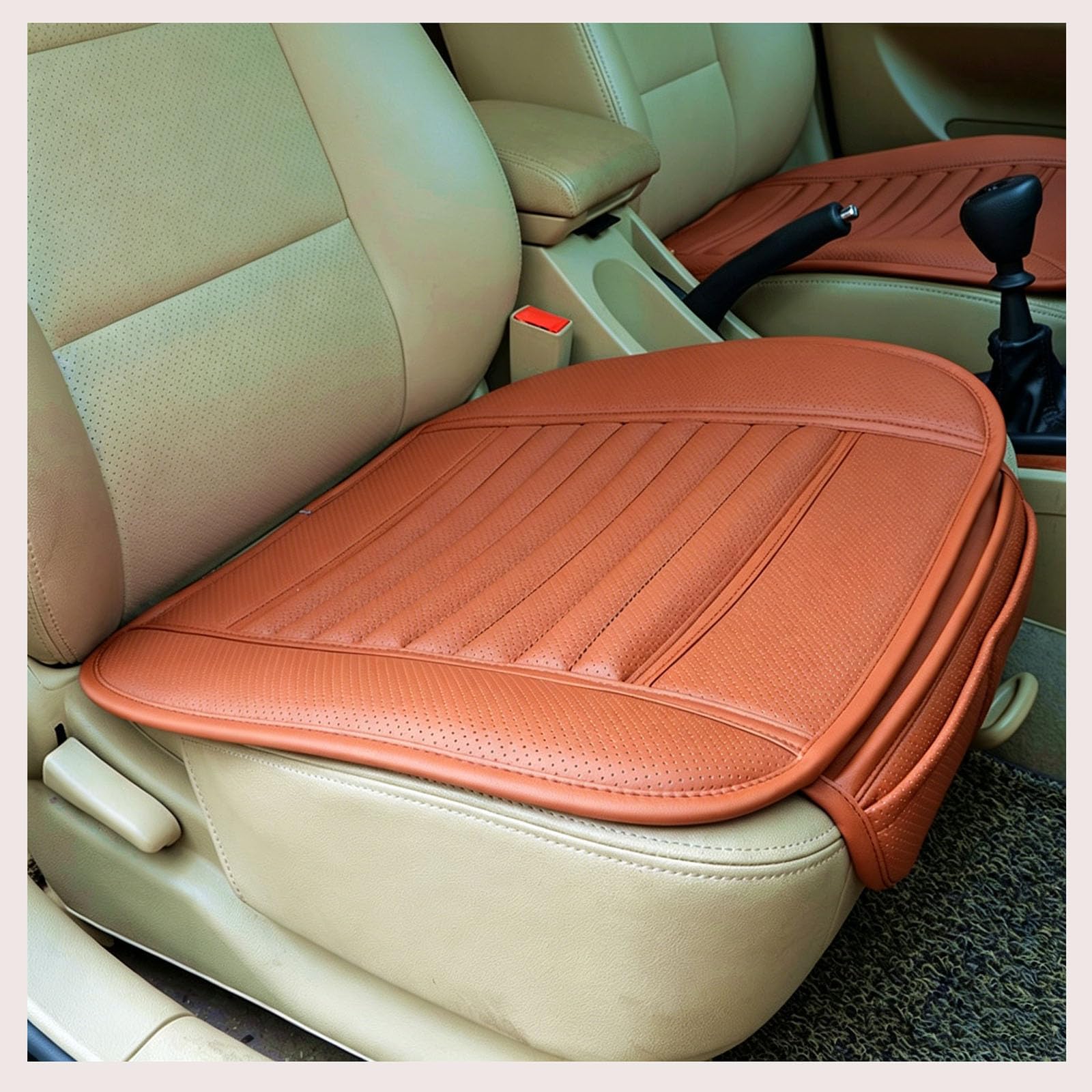 ADUYHCZ Car Seat Cushion, for Vw Multivan VI T6 (SGF,SGM,SGN) 2015-2025 2026 PU Leather Car Seat Cover Front Bottom, Breathable Car Seat Protector with Storage Pocket,Orange