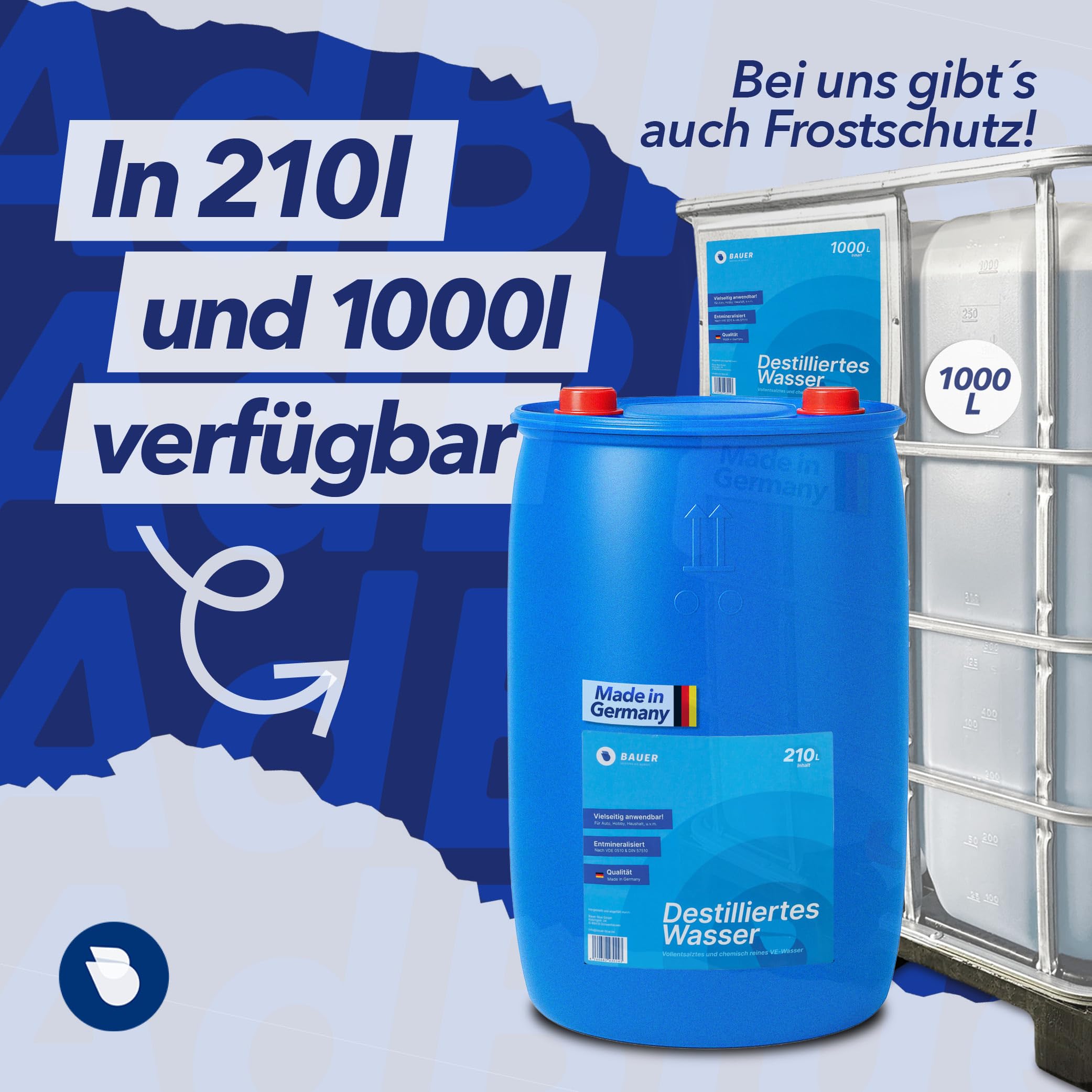 Destilliertes Wasser, Demineralisiert nach VDE 0510 & DIN57510, Ultra-Hochrein für Industrie und Haushalt, Vollentsalzt und Entmineralisiert, Made in Germany, TÜV-Geprüft, [4x5 Liter]