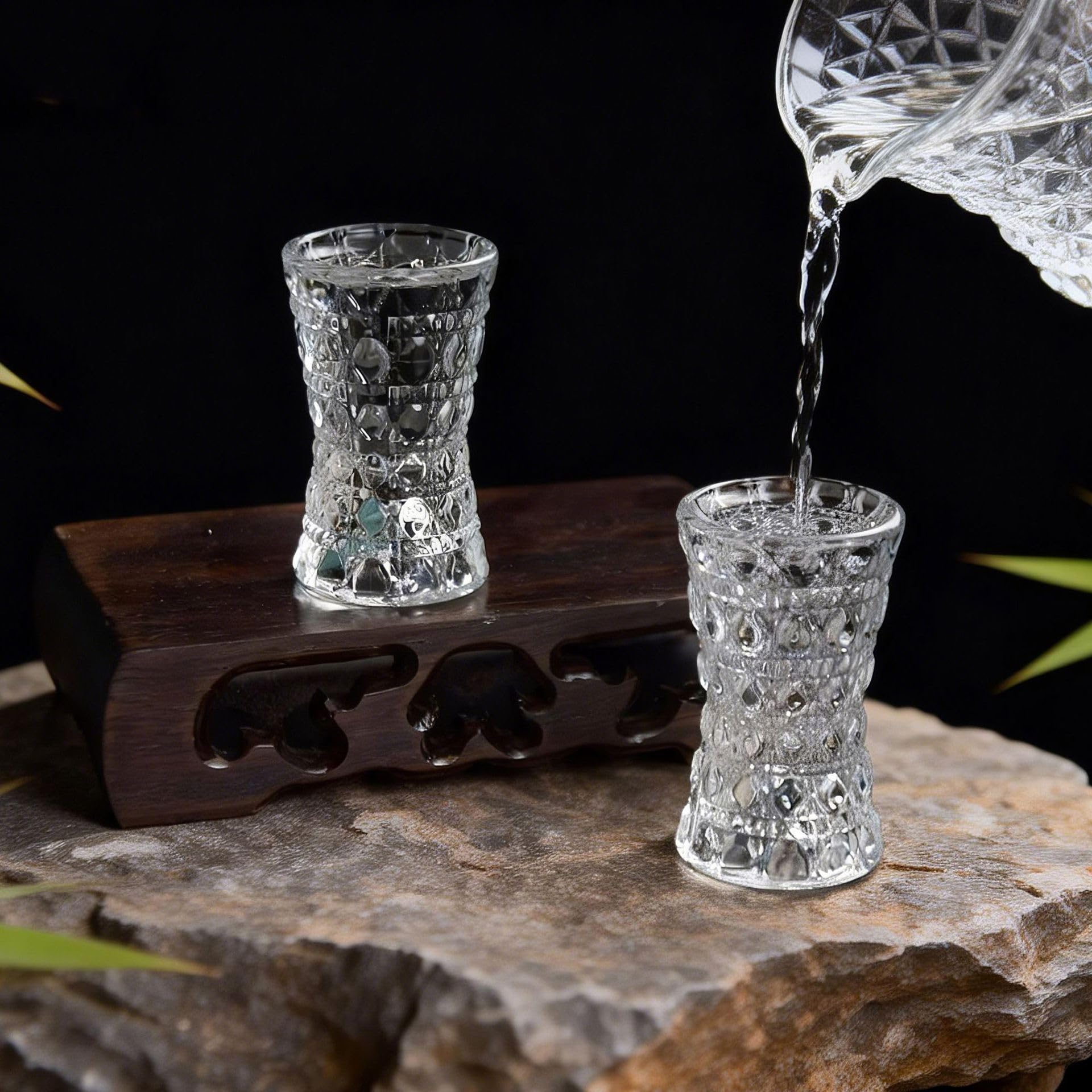 Lot de 10 Verres à Shot, Petits Verres à Shot Ronds en Cristal, Ensemble de Verres à Shot en Cristal, Verre épaissi avec Motif sculpté en Relief, Verres à Shot pour Mariages,30ml