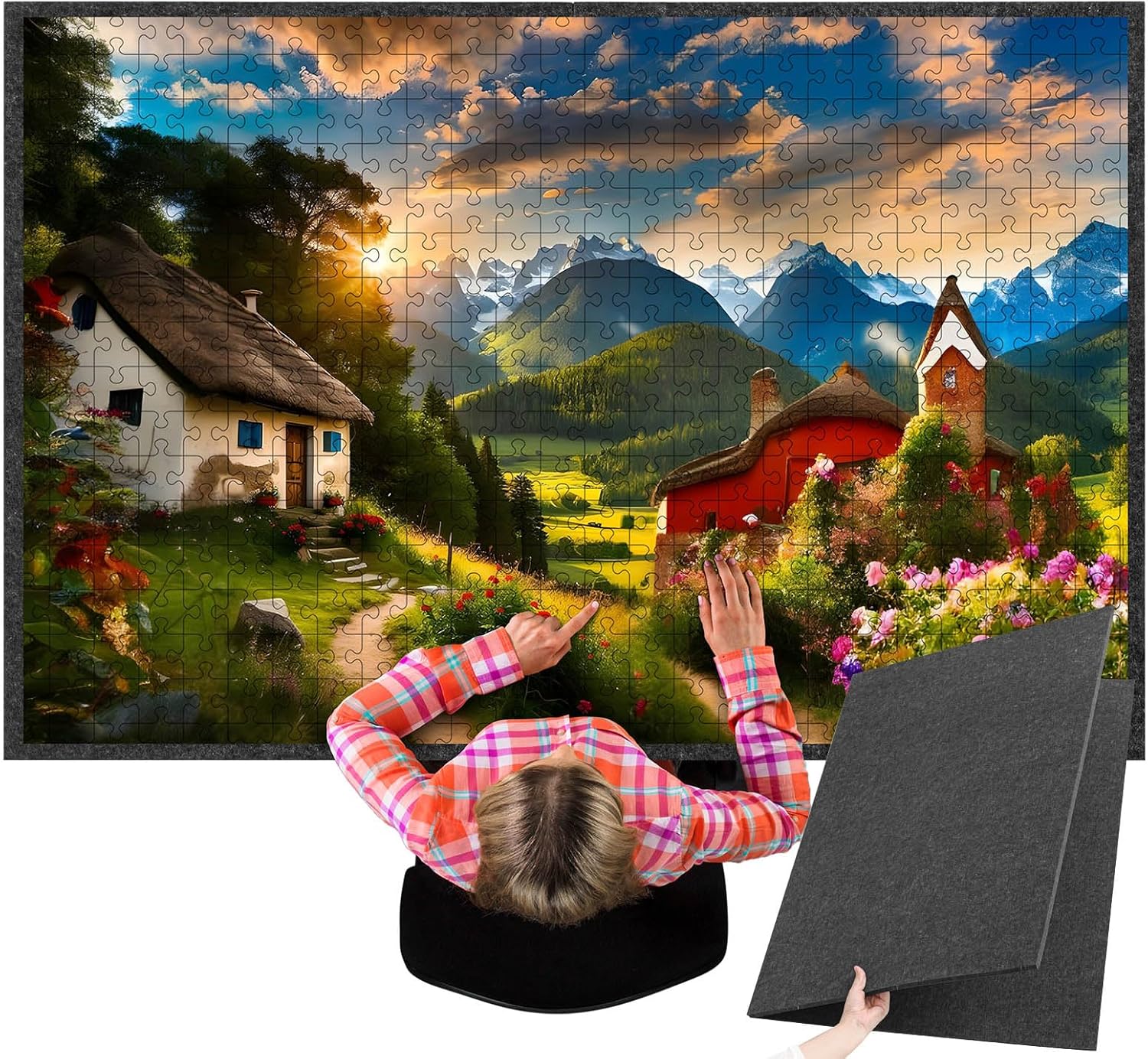 Blosssound 55"x 37" for 3000 Piece Foldable Puzzle Board Mat Large Portable Felt Jigsaw Puzzle Mat Pad Non Slip Storage Board